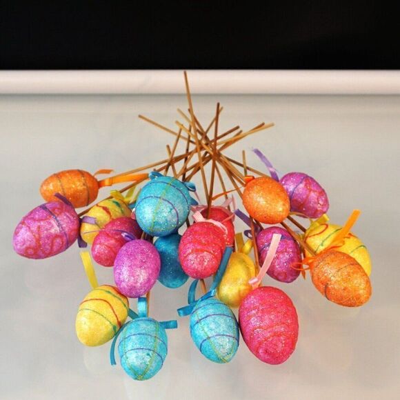 Creative Easter Decorations 19 Colorful Eggs On Sticks - Picture 1 of 6